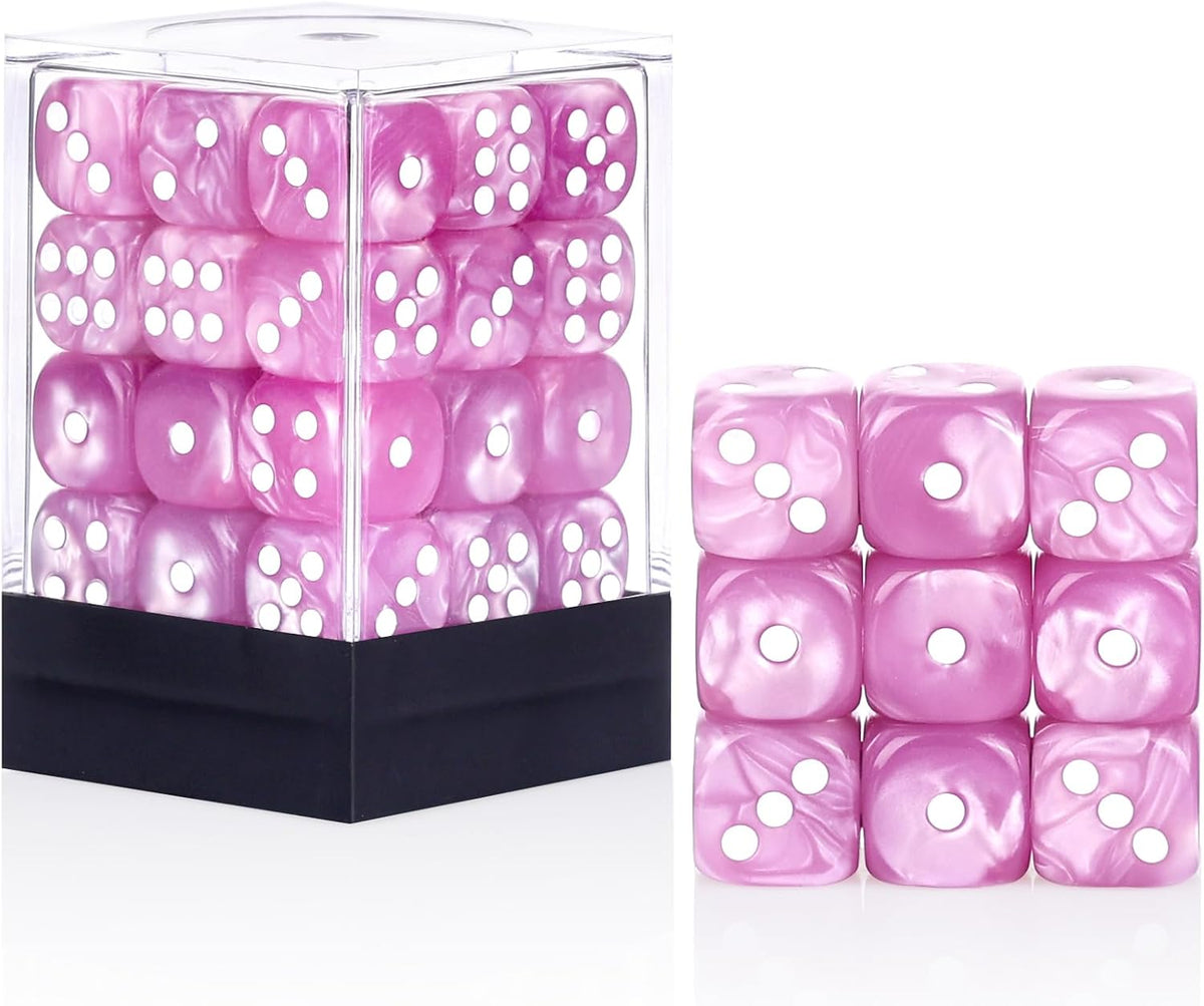 24 of Pack 16MM 6 Sided Dice Set, Two Colours D6 Game Dice Set - Light Purple Pearl