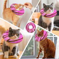 Cat Cone Collar Soft, Adjustable Cat Recovery Collars Kitten Cones to Stop Licking, Cute Donut E Collar After Surgery, Anti-Lick Wound Healing Elizabethan Collar for Kittens (Pink, Medium)