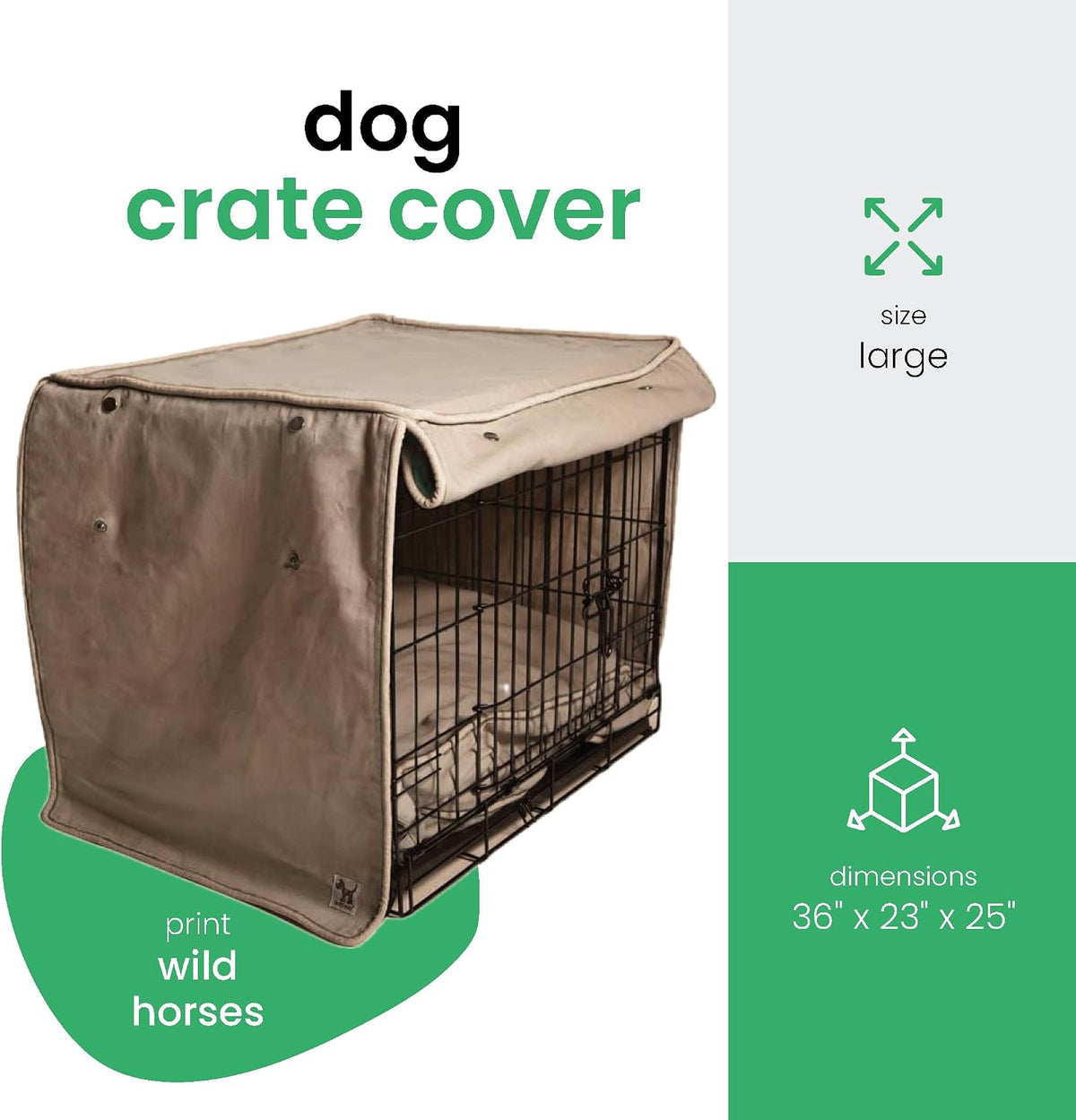 Molly Mutt Tan Dog Crate Cover, Non-Toxic & 100% Cotton - Wild Horses / 36.0"L x 23.0"W x 25.0"H - image 2