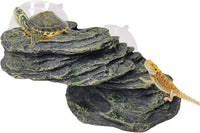 Turtle Basking Platform,Resin Bearded Dragon Basking Platform Reptile Habitat Cave Climbing Ramp - Slope / Light grey