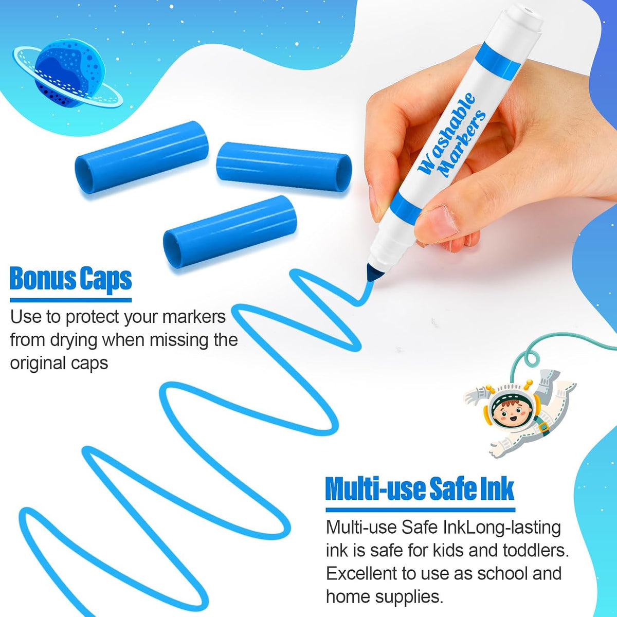 Janlaugh washable markers bulk pack of 24 broad line markers with conical tips - view 11