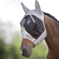 Harrison Howard CareMaster UV-Proof Great Air Flow Fly Mask Standard with Ears Silver/Black Retro