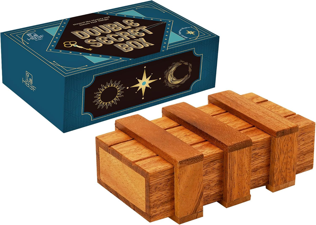BSIRI Wooden Secret Money Puzzle Box Brain Teaser with Hidden - Double Magic Box