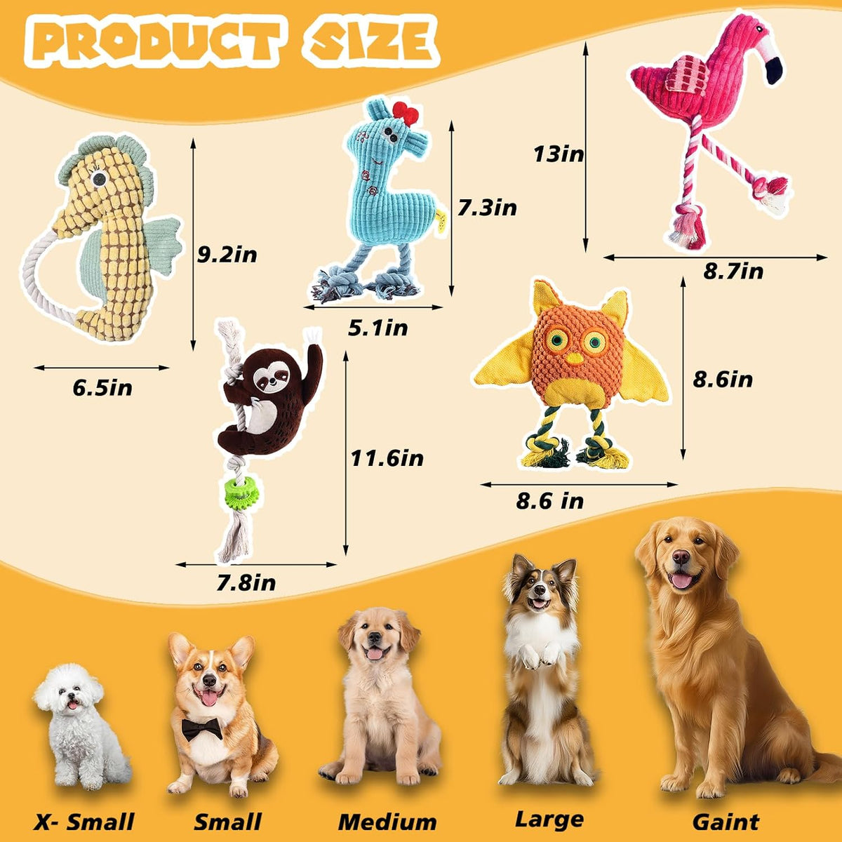 5 Pack Plush Dog Toys with Rope, Squeaky Dog Toys - 5 Pack Dog Toys - image 3