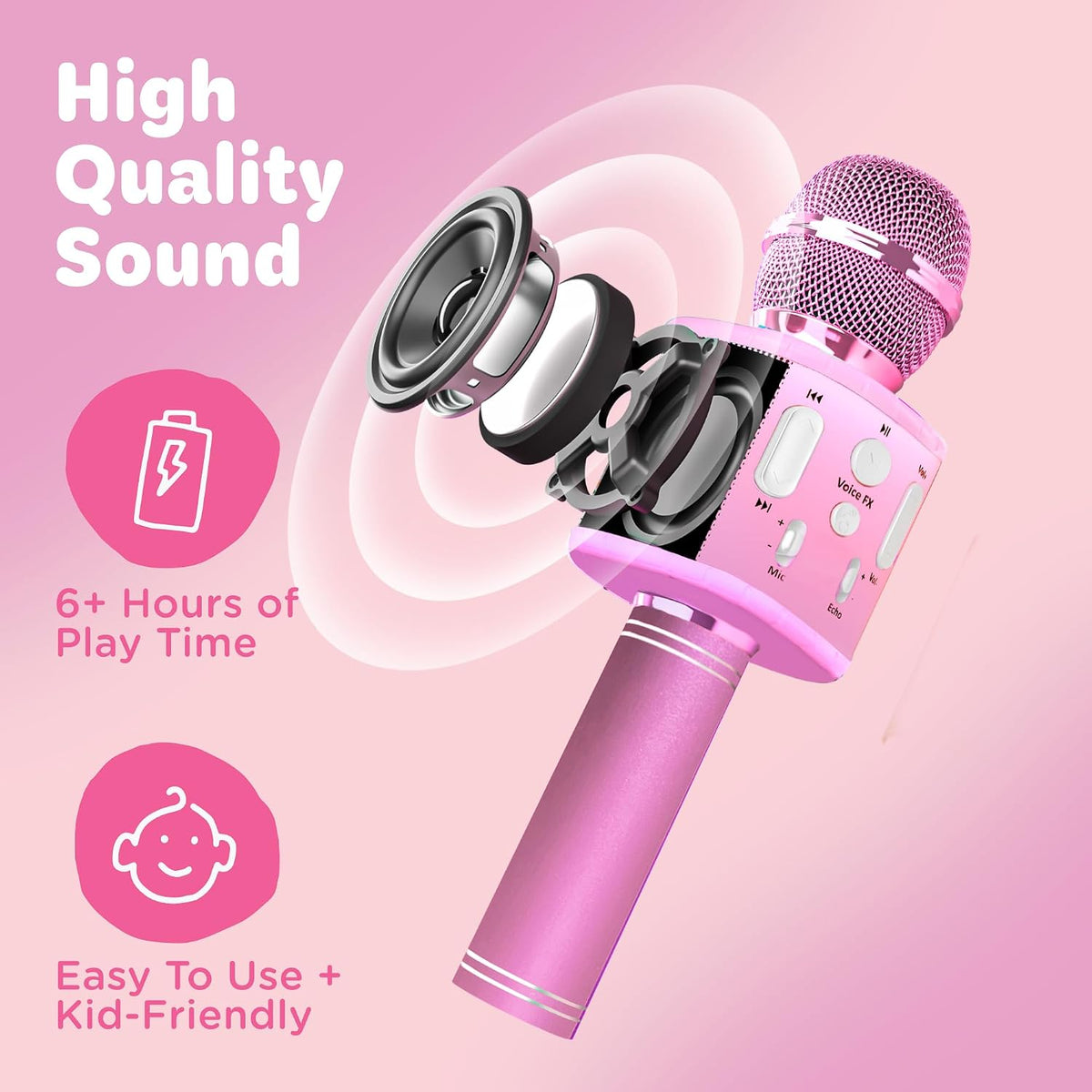 Move2Play, Kids Karaoke Microphone - All Pink - image 3