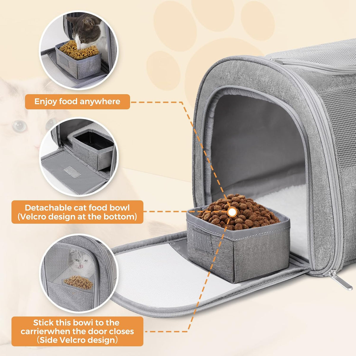 Soft Cat Carrier, Small Dog Bag Soft-Sided Cat Carriers - Gray / 13.0"L x 13.0"W x 20.0"H - image 4