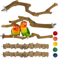 Natural Parrot Perch Bird Stand Pole Wild Grape Stick Paw Grinding - Sichuan Pepper Wood+Grape Stick 5 Pcs
