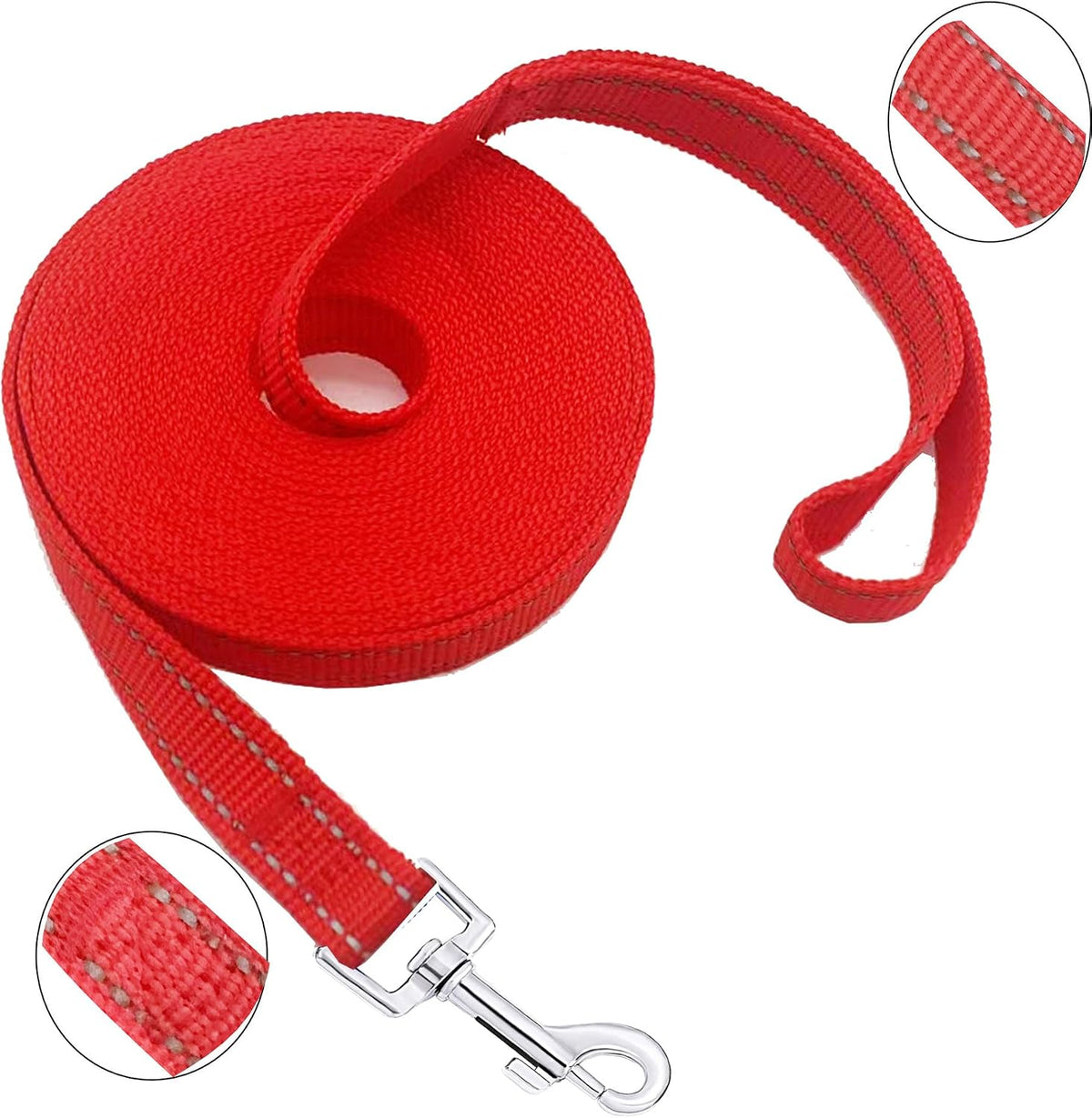 Nylon Training Dog Leash for Small Medium Large Dogs, Camping - Reflective Red / 100ft - image 2