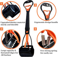 2-Piece Pooper Scooper for Large Medium & Small Dogs Heavy Duty,Long Handled Dog Poop Scooper for Grass,Durable Dog Poop Pick Up Tool