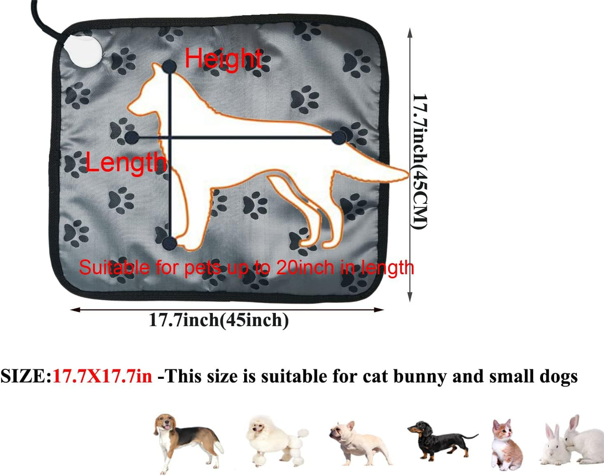Pet Heating pad Outdoor Small Dog cat Heating pad Heated ped beds - Digital-Printfoot / 18X18 inch - image 2