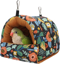 Wontee Bird Nest House Winter Warm Snuggle Hut Bird Bed Hanging - Medium / Black