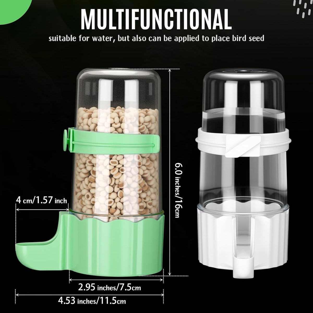 Weewooday 4 Pcs Bird Water Feeder Cage, Blue, White - Green, White / 245 ml / Cute Style - image 2