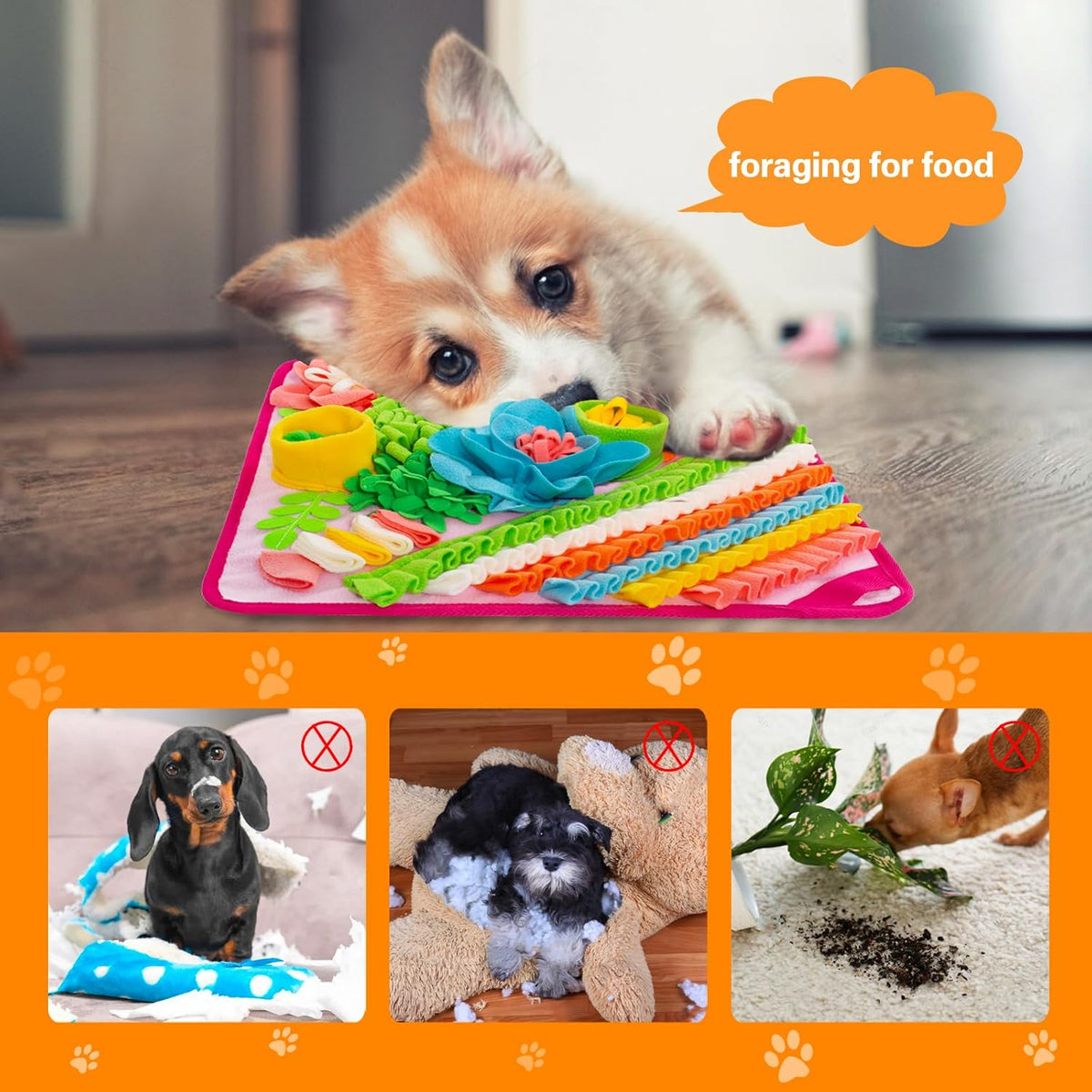 Snuffle Mat for Dogs, Sniff Mat Slow Feeding Mat for Small Pets Cats, Rabbits - Help Stress Relief - Pink - image 3