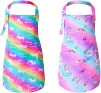 PASHOP rainbow unicorn kids apron 2 pack with front pockets in waterproof polyester - view 2