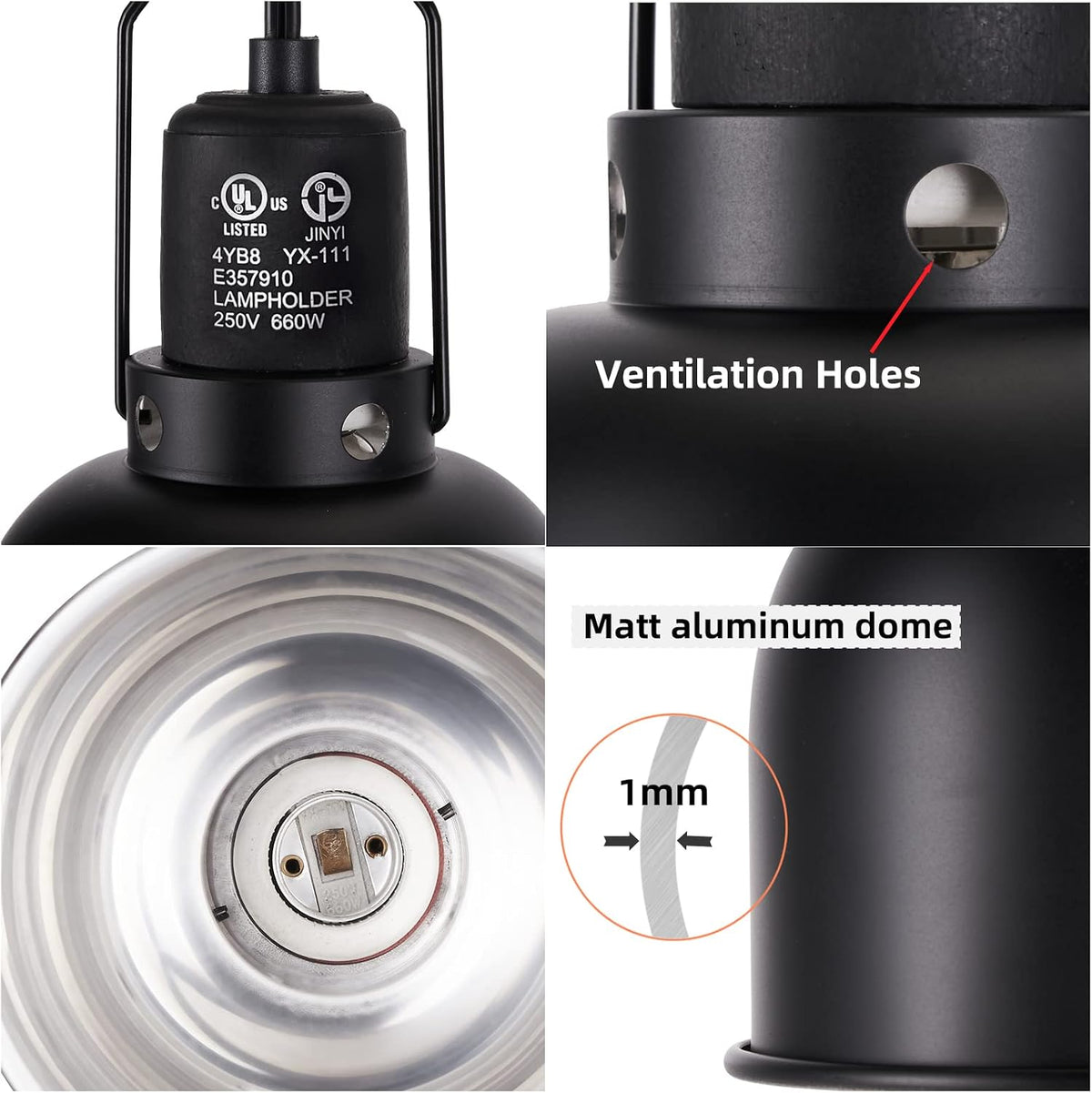 5.5inch Deep Dome Reptile Heat Lamp Reptile Light Fixture – Essentials for Reptiles And Amphibians - 5.5inch deep dome - image 4