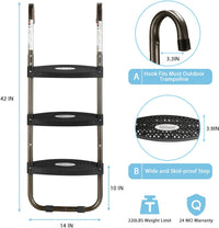 HBTower 3-Step Trampoline Ladder with Wide Flat Steps - 3-Step - image 3