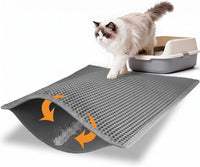 Pieviev Cat Litter Mat, Double-Layer Waterproof Litter Trap - Gray / 30x24 Inch