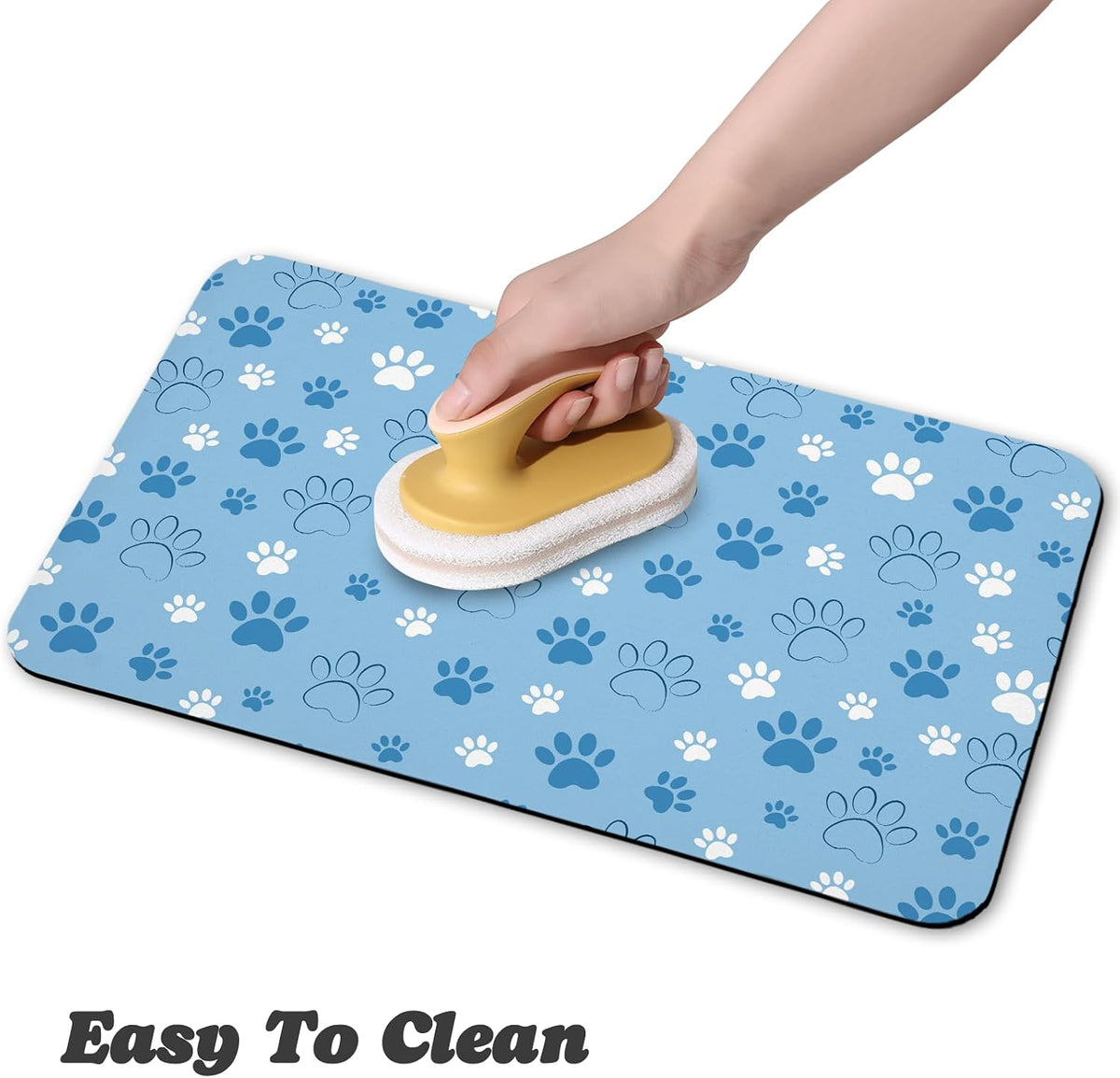 Dog Food Mat, Absorbent Water Bowl Mats Cat Pet Feeding Placemats Pink 20 * 12 inch – Essentials for Dogs - Blue / 20"L x 12"W - image 4