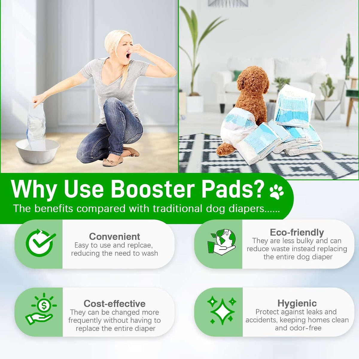 Dog Diaper Liners 100ct Super Soft and Absorbent Dog Diaper Booster - X-Large / 100.0 - image 4