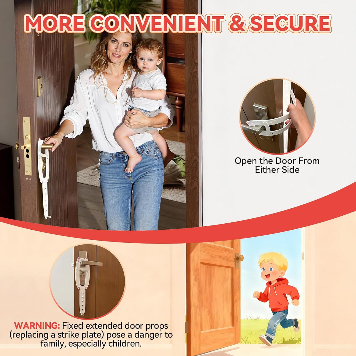 TGIOW Cat Door Latch with Stabilizer, Keep Door Open 2.5-6.5" - 1pcs-white - image 3