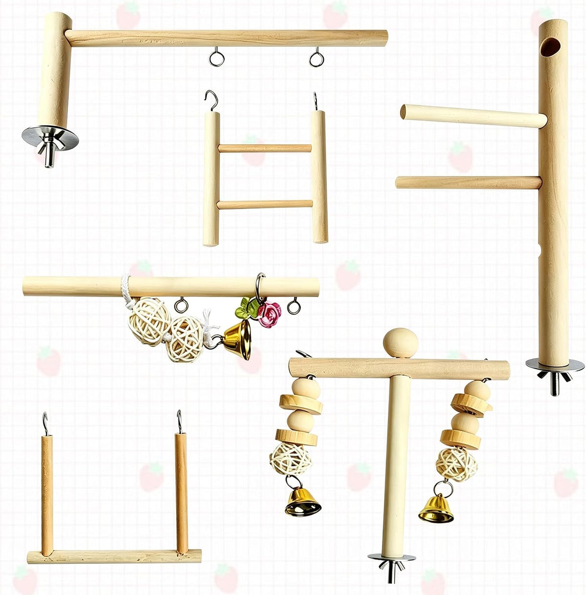 Natural Wood Bird Play Gym for Small Birds - Style B - image 4