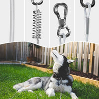 Tresbro 40 FT Dog Tie Out Cable with Spring, Shock Absorbing Tether Chains for Outside Aavilable in 10/15/20/25/30/40/50/70/100/120 FT, Heavy Duty Leads for Yard for Medium & Large Dogs Up to 500 LBS