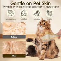 Pet Hair Removal Comb Flea Comb, New Cat Brush with Release Button Pet Hair Grooming Brush Supplies (GREEN)
