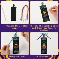AUGSUN fall rainbow scratch art bookmarks with pumpkin and leaf designs - view 15