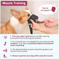 LUCKYPAW Soft Muzzle for Small Medium Sized Dogs, Dog Muzzle to Prevent Biting Chewing, Adjustable Breathable Mouth Guard for Grooming Walking Training(Hot Pink, XS)
