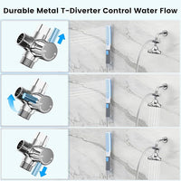 Dog Shower Attachment, Dog Washing Hose Attachment with Metal T-Diverter, Dog Bathing Supplies with 3 Spray Modes & One-Button ON/OFF Indoor and Outdoor Sprayer 8-Foot Hose