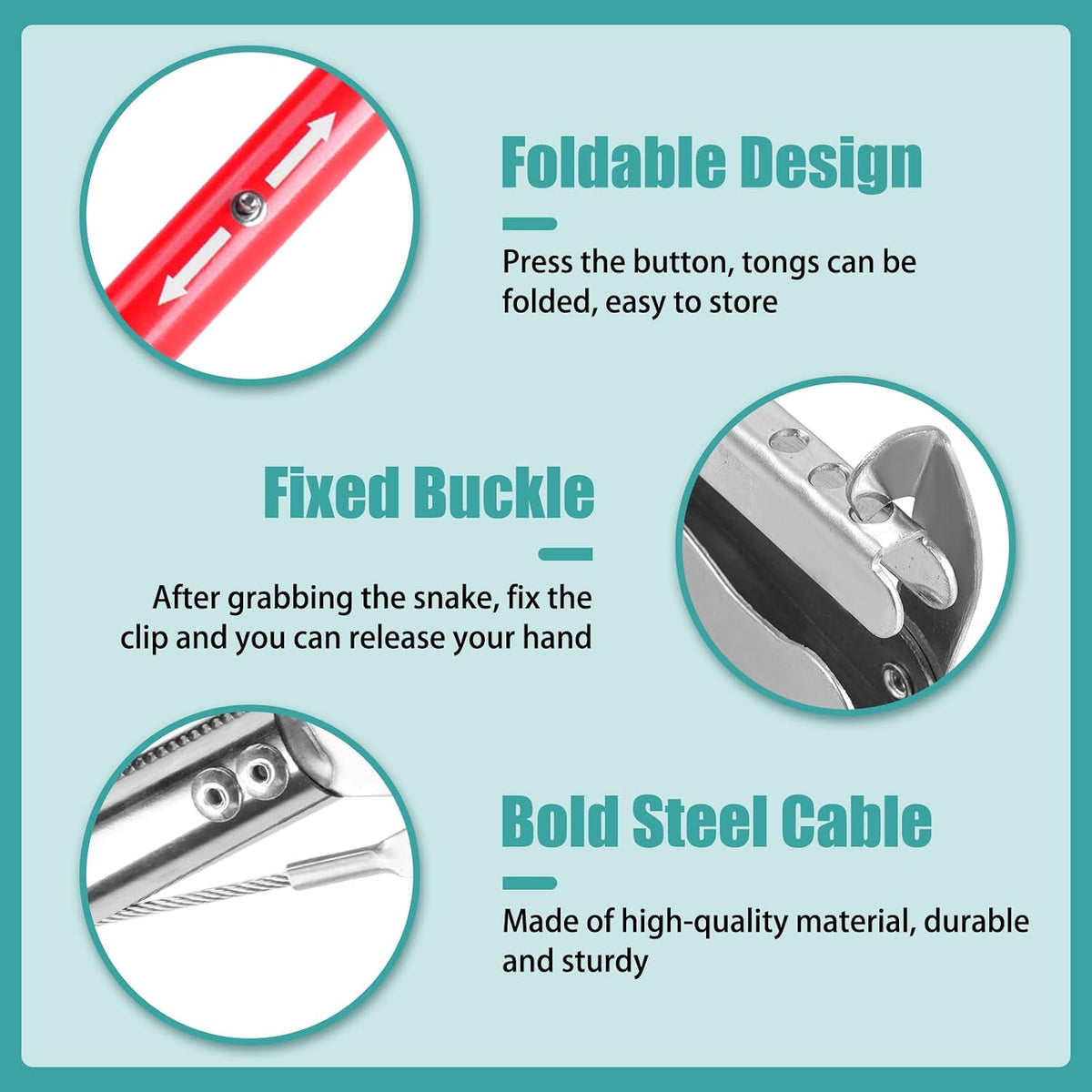 50" Collapsible Stainless Steel Snake Grabber Tool: Multi-Functional - image 3