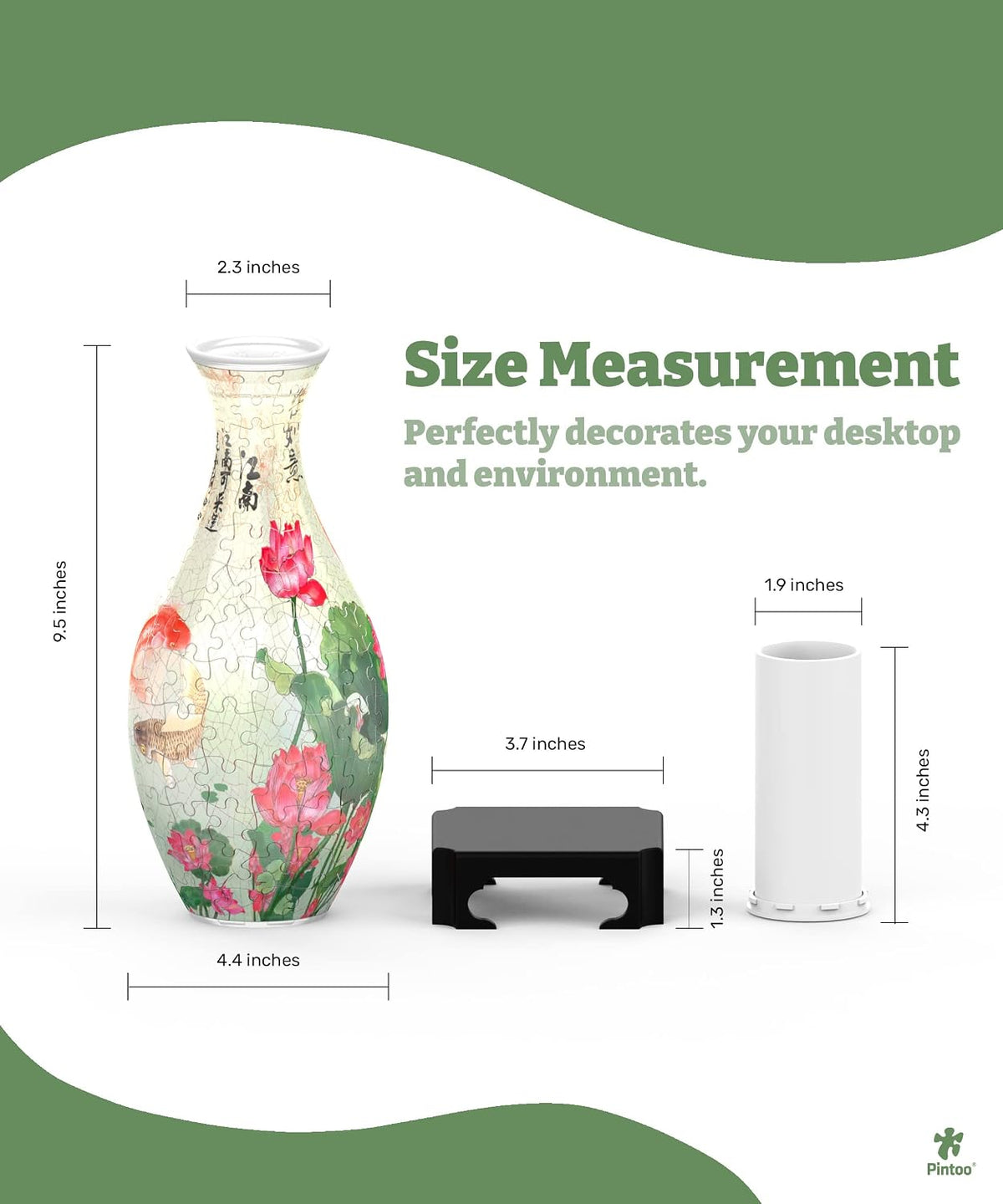 Pintoo Unique 3D Puzzle Vase for Adults - Carp With Lotus / 160 - image 3