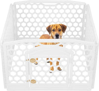 IRIS USA 4-Panel Dog Playpen, Pet Enclosure - 4 Panel - 24" H / Honey Comb White