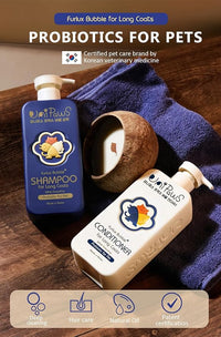 Unipaws Biotin Shampoo & Conditioner Set for Long-Haired Dog – Detangling, Deshedding, Thicking Hair for Senzitive Skin Healthy, Lustrous Fur – Medicated & EWG Green, Made in Korea, 2×16.9 Fl Oz
