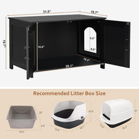31.5" L Cat Litter Box Enclosure with Barn Door - 31.5"L / Black - image 4