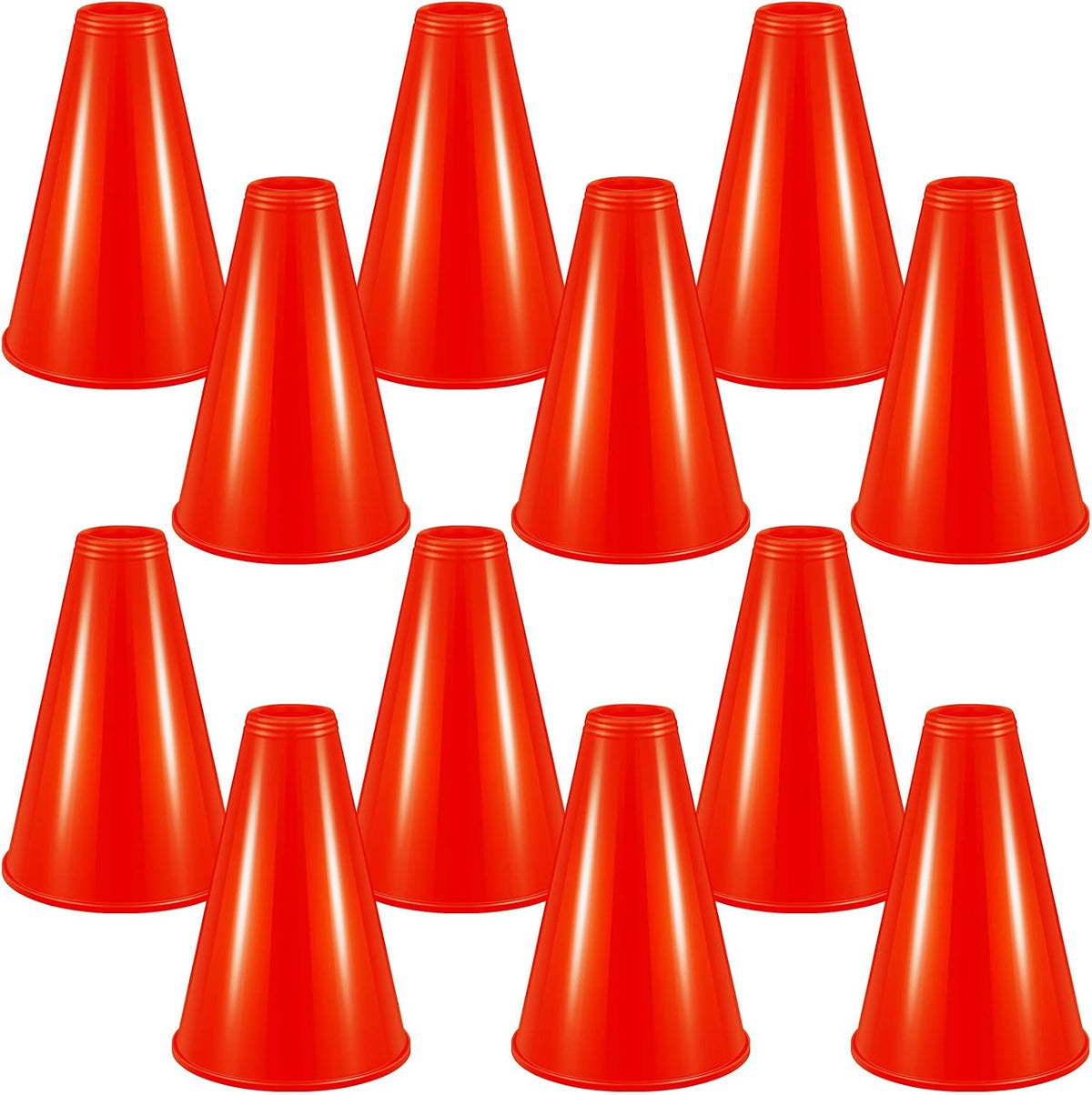 Woanger white plastic cheer megaphones, 12 pack - view 3