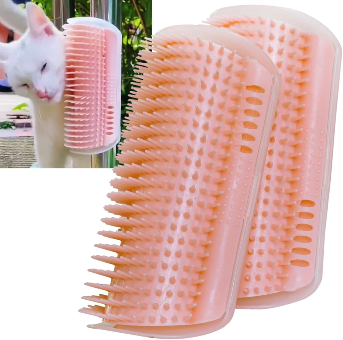 Cat Face Scratcher Wall Corner Massage Comb, Self Grooming Brush – Essentials for Cats - pink
