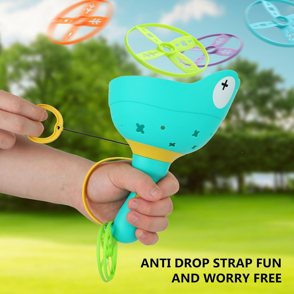 daboot flying disc launcher toy set with two launchers and colorful flying discs - view 6