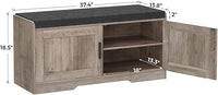 2-Tier Storage Bench, Shoe Bench with Thickened Padded Seat Cushion, Entryway Bench with 2 Doors, Adjustable Shelf, 13.8" D x 37.4" W x 18.5" H, for Entryway, Living Room, Bedroom, Greige