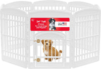 IRIS USA 4-Panel Dog Playpen, Pet Enclosure - 8 Panel - 34" H / White