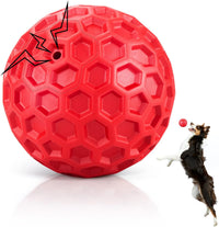 DISSKNIC Indestructible Squeaky Dog Ball, Relieves Anxiety - Large / Red