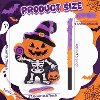 Aoriher Halloween skull piñata with bat stick, blindfold and square confetti - view 18