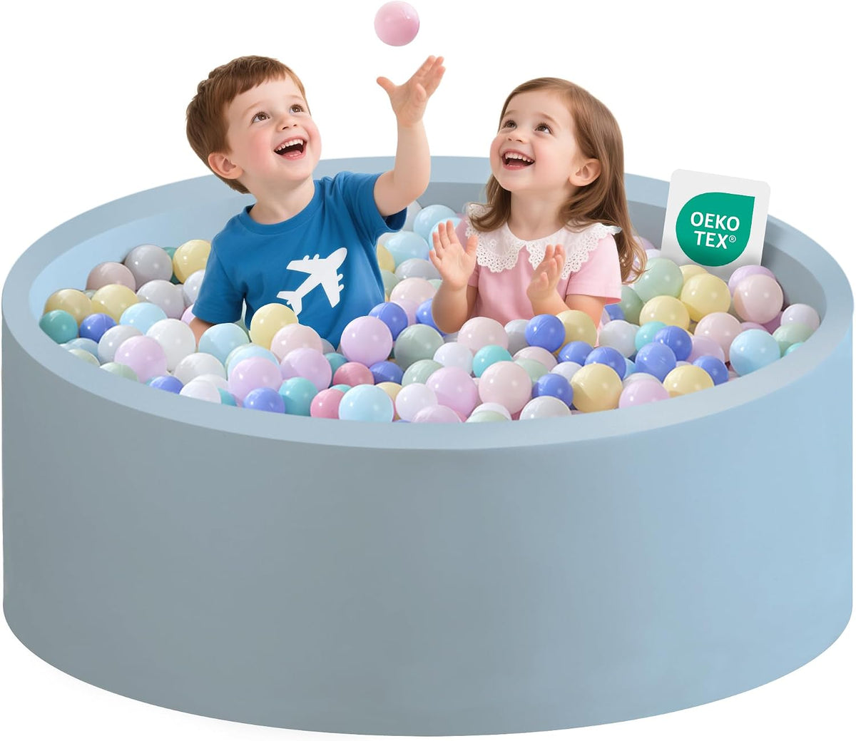 Zedachica Ball Pit for Toddlers 35.43''x11.81 Baby Ball Pits Soft - Lightblue / 47.24 inches