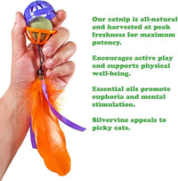 Meowijuana Whack 'n' Roll Compressed Catnip Ball with Cage | Purple Passion | Interactive Cat Toy with Feather | Potent Hand Harvested Catnip Grown in North America