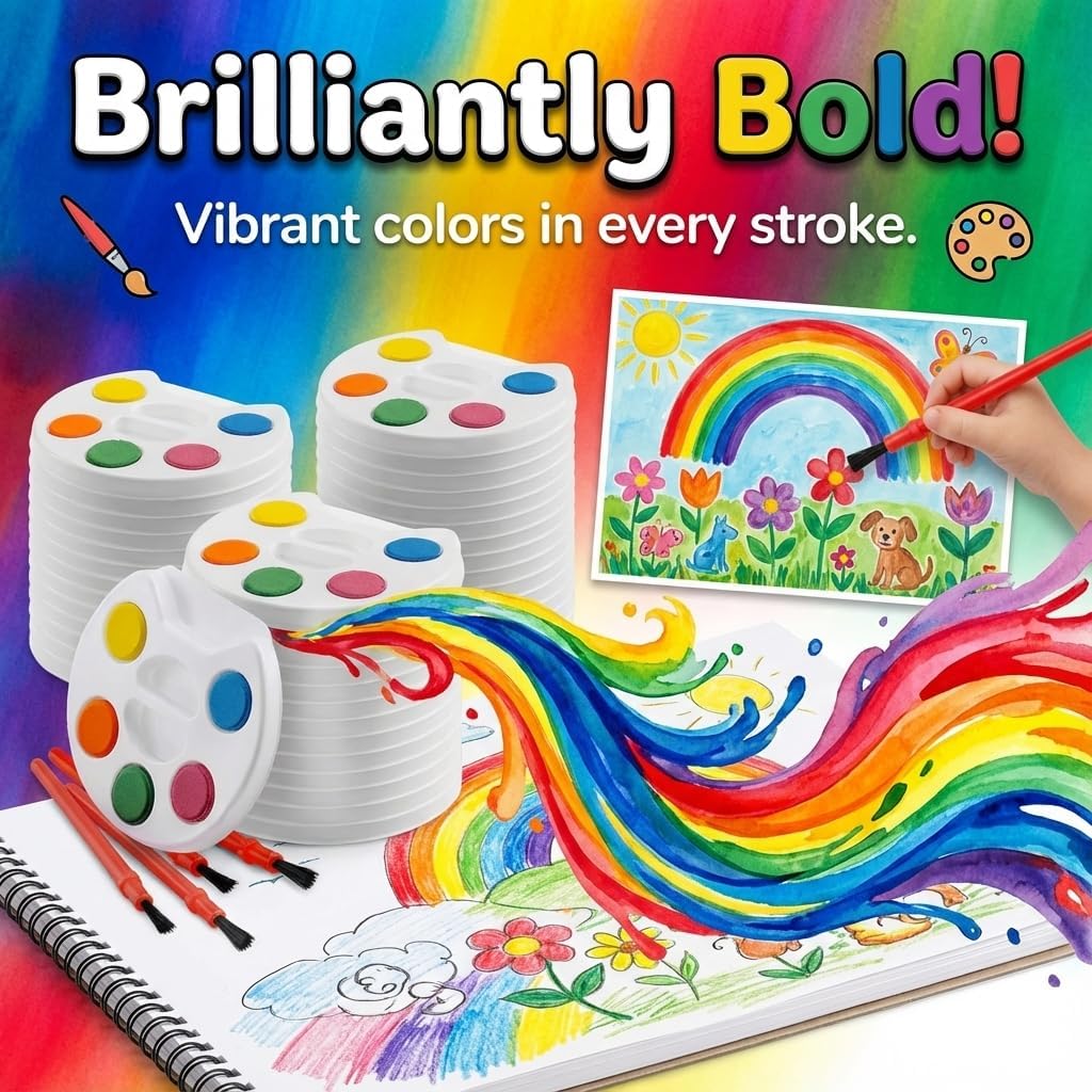 Mini Watercolor Paint Sets 5-Color Paint Palettes with Brush – Fun for Kids & Family - image 4