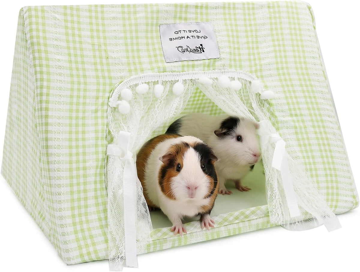 Jenvd Guinea Pig Hideout Large with Curtain - Grid- / Medium