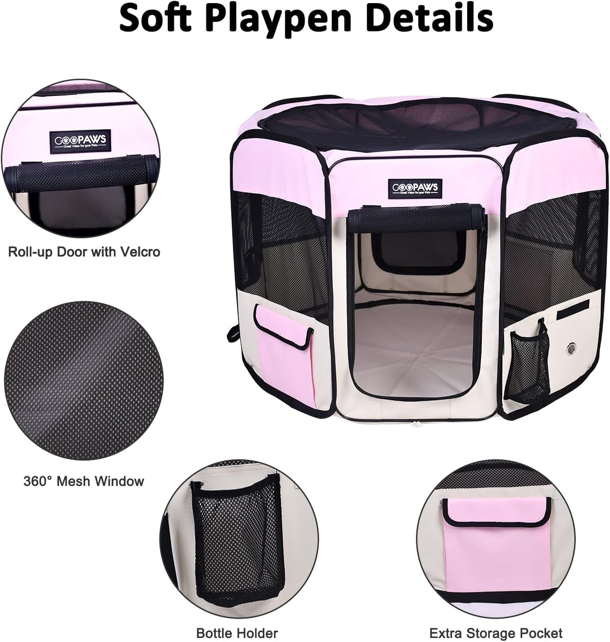 JESPET 61" Pet Dog Playpens - Pink / 61x61x30 Inch (Pack of 1) - image 2