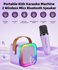 Mini Kids Karaoke Machine Ages 3-12 - Purple - 2 Mics - image 4