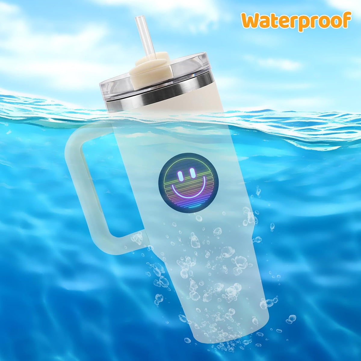 50PCS Smile Face Stickers Cute Water Bottle Stickers for Kids – Fun for Kids & Family - 50pcs Glow Neon Stickers - image 4