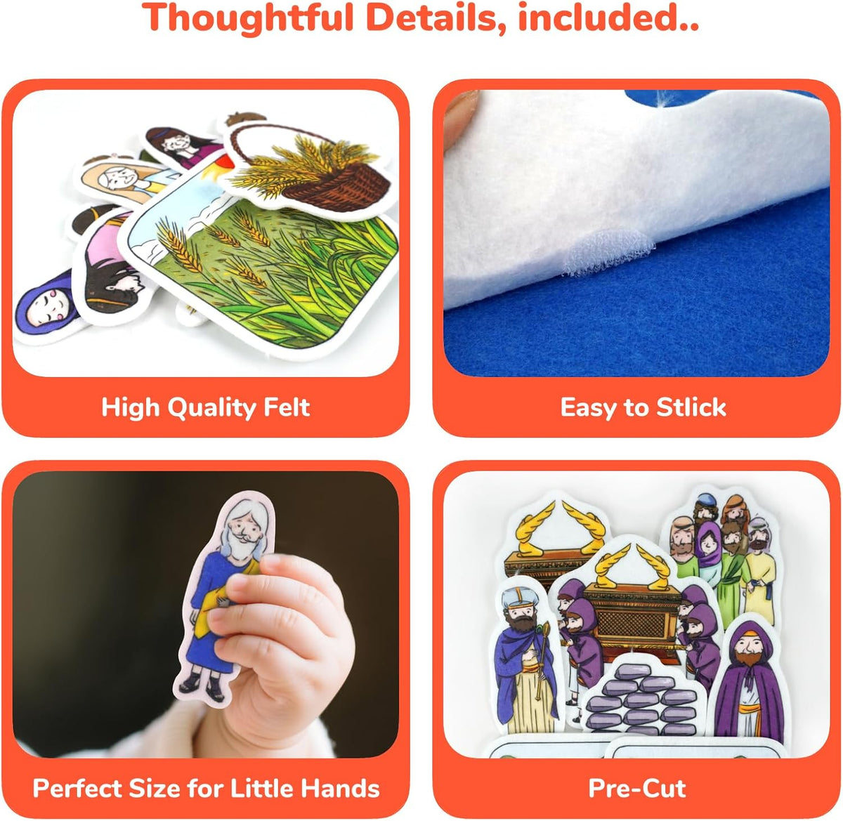 CHEFAN Noah's Ark Felt Board Bible Stories - Ruth and Naomi & Other 3 Bible Stories Set - image 4